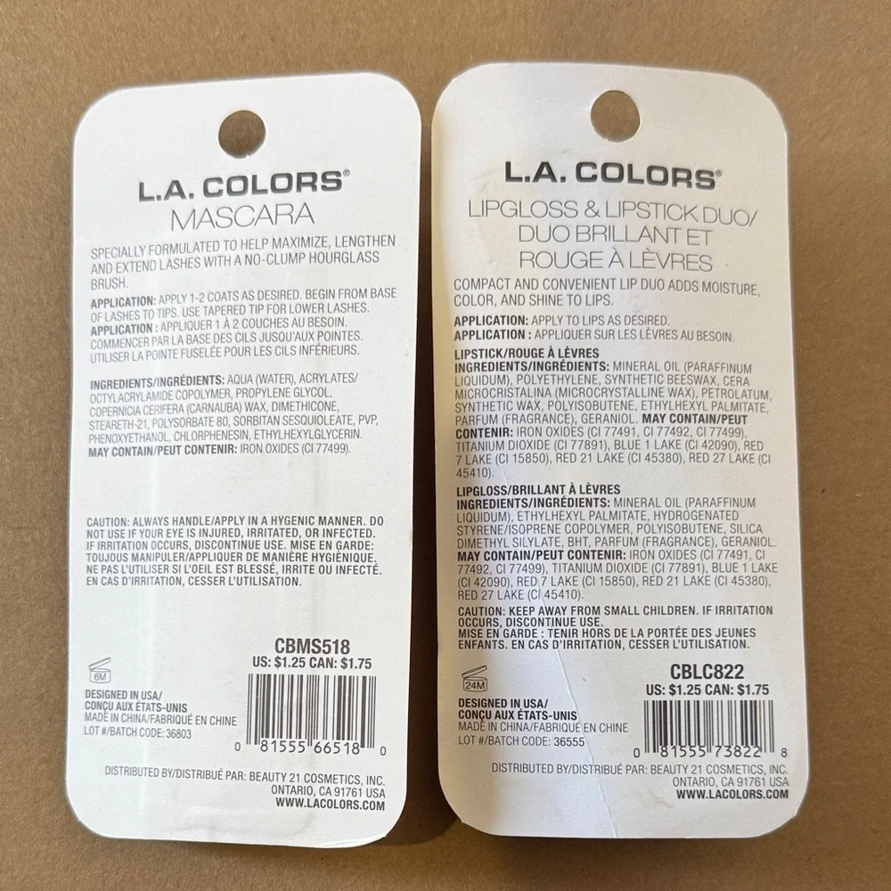 L.A. Colors Lengthening Mascara and Lip Duo - Soft Black and Twinkle